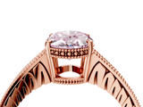 Rose gold Fancy Pink Oval  Solitaire Pavé Diamond Milgrain Engagement Ring with Four-Prong Setting_7