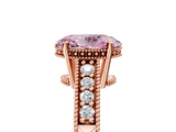 Rose gold Fancy Pink Oval  Solitaire Pavé Diamond Milgrain Engagement Ring with Four-Prong Setting_8