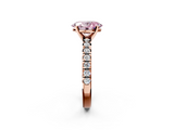 Rose gold Fancy Pink Oval  Solitaire Pave Diamond Engagement Ring with Four-Prong Setting_348