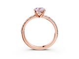 Rose gold Fancy Pink Oval  Solitaire Pave Diamond Engagement Ring with Four-Prong Setting_349