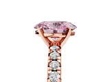Rose gold Fancy Pink Oval  Solitaire Pave Diamond Engagement Ring with Four-Prong Setting_351
