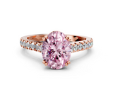Rose gold Fancy Pink Oval  Solitaire Pave Diamond Engagement Ring with Prong Setting_20