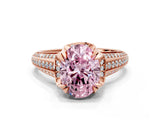 Rose gold Fancy Pink Oval  Solitaire Pave Split Shank Ring with Four-Prong Setting_119
