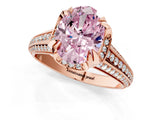 Rose gold Fancy Pink Oval  Solitaire Pave Split Shank Ring with Four-Prong Setting_120