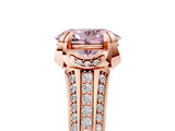 Rose gold Fancy Pink Oval  Solitaire Pave Split Shank Ring with Four-Prong Setting_124
