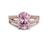 Rose gold Fancy Pink Oval  Solitaire Split Shank Pavé Diamond Engagement Ring_385