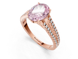 Rose gold Fancy Pink Oval  Solitaire Split Shank Pavé Diamond Engagement Ring_386