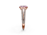 Rose gold Fancy Pink Oval  Solitaire Split Shank Pavé Diamond Engagement Ring_387