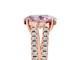 Rose gold Fancy Pink Oval  Solitaire Split Shank Pavé Diamond Engagement Ring_390