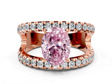 Rose gold Fancy Pink Oval  Solitaire Split Shank Pave Diamond Ring_49