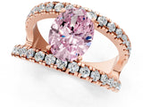 Rose gold Fancy Pink Oval  Solitaire Split Shank Pave Diamond Ring_50