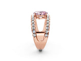 Rose gold Fancy Pink Oval  Solitaire Split Shank Pave Diamond Ring_51