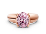 Rose gold Fancy Pink Oval  Solitaire Tension Set Diamond Ring with Wide Band_20