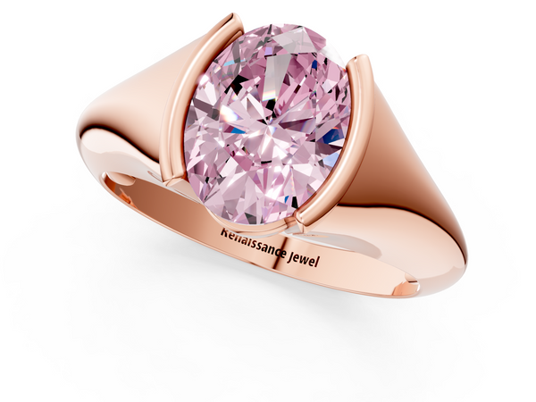 Rose gold Fancy Pink Oval  Solitaire Tension Set Diamond Ring