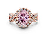 Rose gold Fancy Pink Oval  Solitaire Twist Band Pavé Diamond Engagement Ring_32