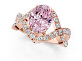 Rose gold Fancy Pink Oval  Solitaire Twist Band Pavé Diamond Engagement Ring_33