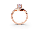 Rose gold Fancy Pink Oval  Solitaire Twist Band Pavé Diamond Engagement Ring_35