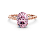 Rose gold Fancy Pink Oval  Solitaire Twist Band Ring with Four-Prong Setting_66