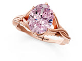 Rose gold Fancy Pink Oval  Solitaire Twist Band Six-Prong Setting 1