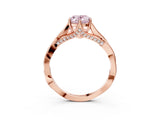 Rose gold Fancy Pink Oval  Solitaire Twist Band Six-Prong Setting 3