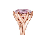 Rose gold Fancy Pink Oval  Solitaire Twist Band Six-Prong Setting 5