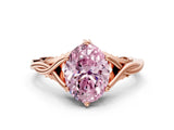 Rose gold Fancy Pink Oval  Solitaire Twist Band Six-Prong Setting