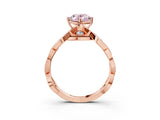 Rose gold Fancy Pink Oval  Solitaire Twist Band with Leaf Prong Setting 4