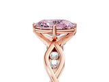 Rose gold Fancy Pink Oval  Solitaire Twist Band with Leaf Prong Setting