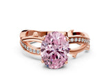 Rose gold Fancy Pink Oval  Solitaire Twist Band with Pavé Accents and Four-Prong Setting_20