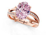 Rose gold Fancy Pink Oval  Solitaire Twist Band with Pavé Accents and Four-Prong Setting_21