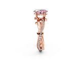 Rose gold Fancy Pink Oval  Solitaire Twist Band with Pavé Accents and Four-Prong Setting_22