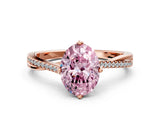 Rose gold Fancy Pink Oval  Solitaire Twist Band with Pavé Diamonds and Four-Prong Setting_66