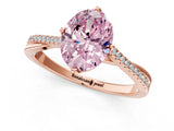 Rose gold Fancy Pink Oval  Solitaire Twist Band with Pavé Diamonds and Four-Prong Setting_67