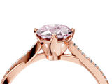 Rose gold Fancy Pink Oval  Solitaire Twist Band with Pavé Diamonds and Four-Prong Setting_70