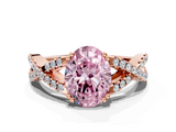 Rose gold Fancy Pink Oval  Solitaire Twist Band with Pavé Setting and Four-Prong Setting_34