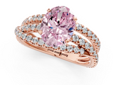 Rose gold Fancy Pink Oval  Solitaire Twist Band with Pavé Setting and Four-Prong Setting_93