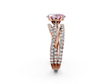 Rose gold Fancy Pink Oval  Solitaire Twist Band with Pavé Setting and Four-Prong Setting_94