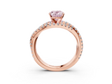 Rose gold Fancy Pink Oval  Solitaire Twist Band with Pavé Setting and Four-Prong Setting_95