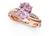 Rose gold Fancy Pink Oval  Solitaire Twist Band with Pave Prong Setting_58