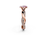 Rose gold Fancy Pink Oval  Solitaire Twist Band with Pave Prong Setting_59