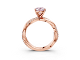 Rose gold Fancy Pink Oval  Solitaire Twist Band with Pave Prong Setting_60