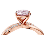 Rose gold Fancy Pink Oval  Solitaire Twist Band with Pave Prong Setting_61
