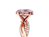 Rose gold Fancy Pink Oval  Solitaire Twist Band with Pave Prong Setting_62