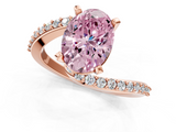 Rose gold Fancy Pink Oval  Solitaire Twist Band with Pave Set Diamonds and Four-Prong Setting_144