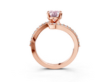 Rose gold Fancy Pink Oval  Solitaire Twist Band with Pave Set Diamonds and Four-Prong Setting_146