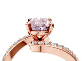Rose gold Fancy Pink Oval  Solitaire Twist Band with Pave Set Diamonds and Four-Prong Setting_147
