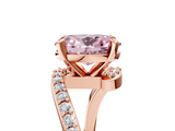 Rose gold Fancy Pink Oval  Solitaire Twist Band with Pave Set Diamonds and Four-Prong Setting_148