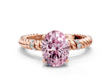 18K Rose Gold 2.71 Carat Pink VS1 Oval Solitaire Twisted Band Prong Set Engagement Ring