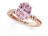 18K Rose Gold 2.71 Carat Pink VS1 Oval Solitaire Twisted Band Prong Set Engagement Ring