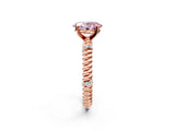 18K Rose Gold 2.71 Carat Pink VS1 Oval Solitaire Twisted Band Prong Set Engagement Ring